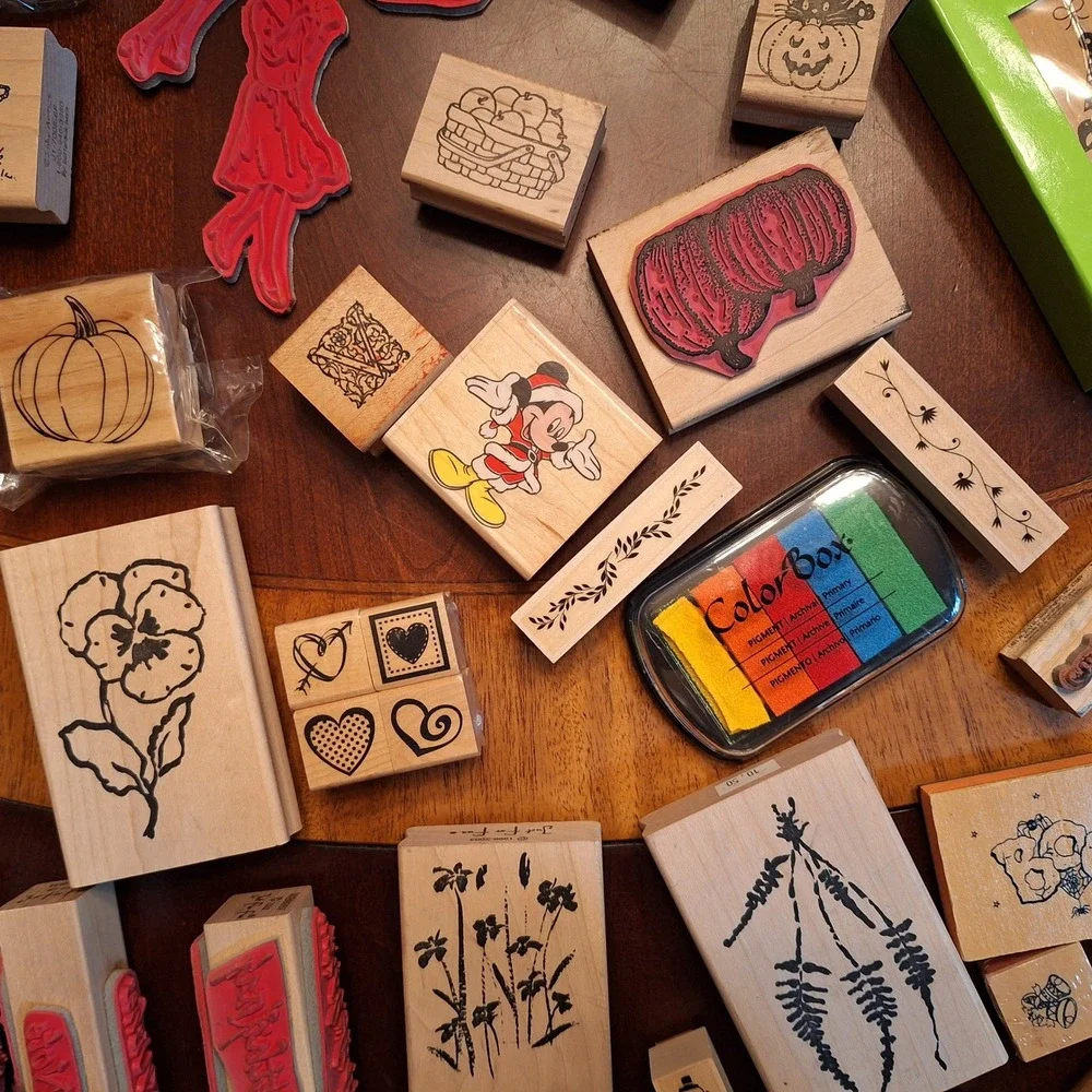 Huge Rubber Stamp Lot Wood Mounted Holiday Nature Studio G Hampton Art Hero Arts